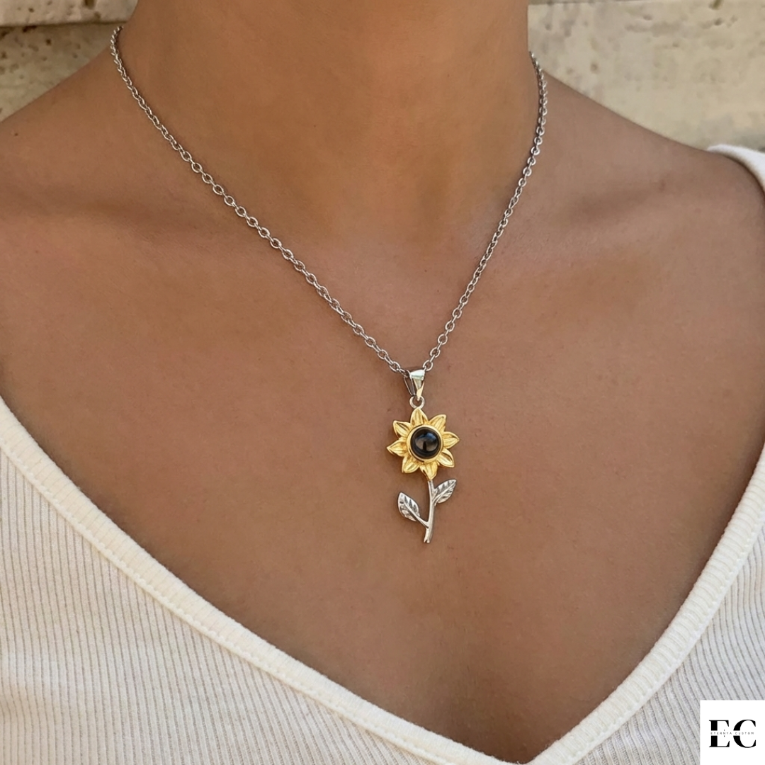 Collar de Girasol Con Foto Personalizada